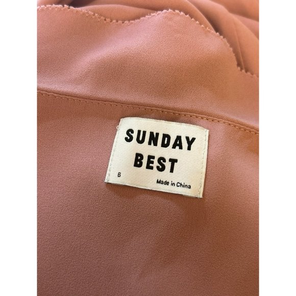 Sunday Best Aritzia Women's Blush Pink Ruffle Wrap Dress Size 6 Summer - Picture 6 of 6